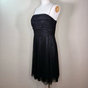Suzi Chin for Maggy Boutique Black Pleated Sleeveless Cocktail Dress Size 10